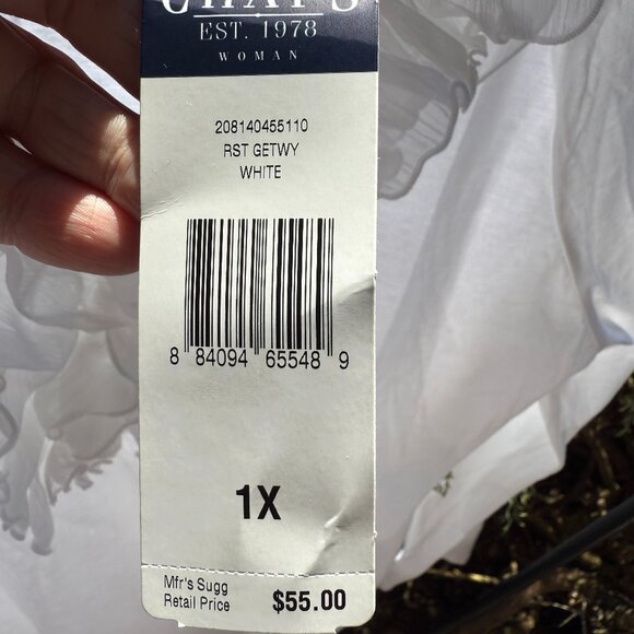 Chaps Women's Plus Size Pullover Cotton Top with Ruffle V-Neck NWT - Picture 9 of 13